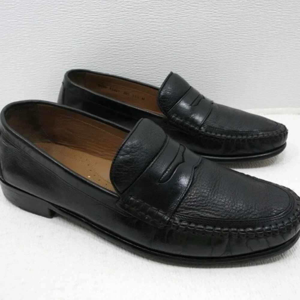 Brass Boot Strap Leather Casual Comfort Dress Penny Moccasins Shoes Men's 11.5 M